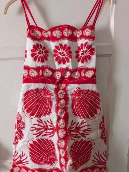 FARM Rio Dresses & Skirts - FARM Rio Red & White Shell-Print Sundress